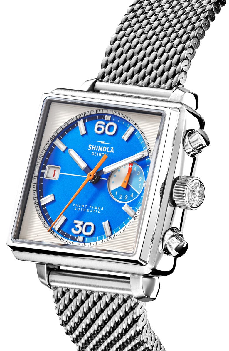 Shinola Mackinac Steel Mesh Bracelet Chronograph Watch, 40mm, Alternate, color,
