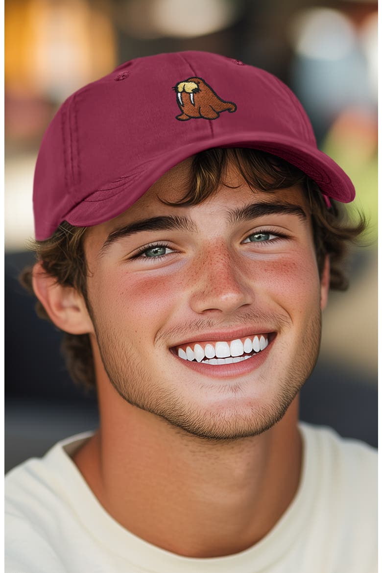 Walrus Embroidered Outdoor Cap, Alternate, color, Maroon