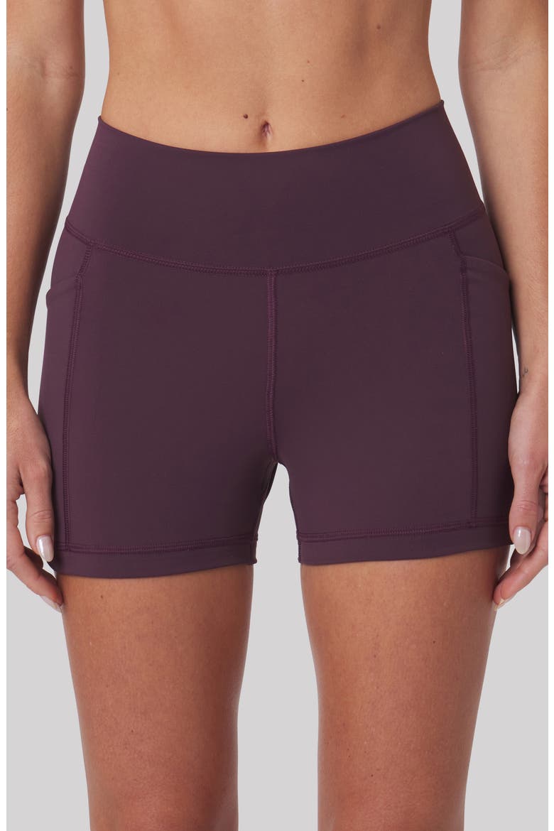 Heather High Waist Pocket Bike Shorts, Alternate, color, VAMP BURGUNDY