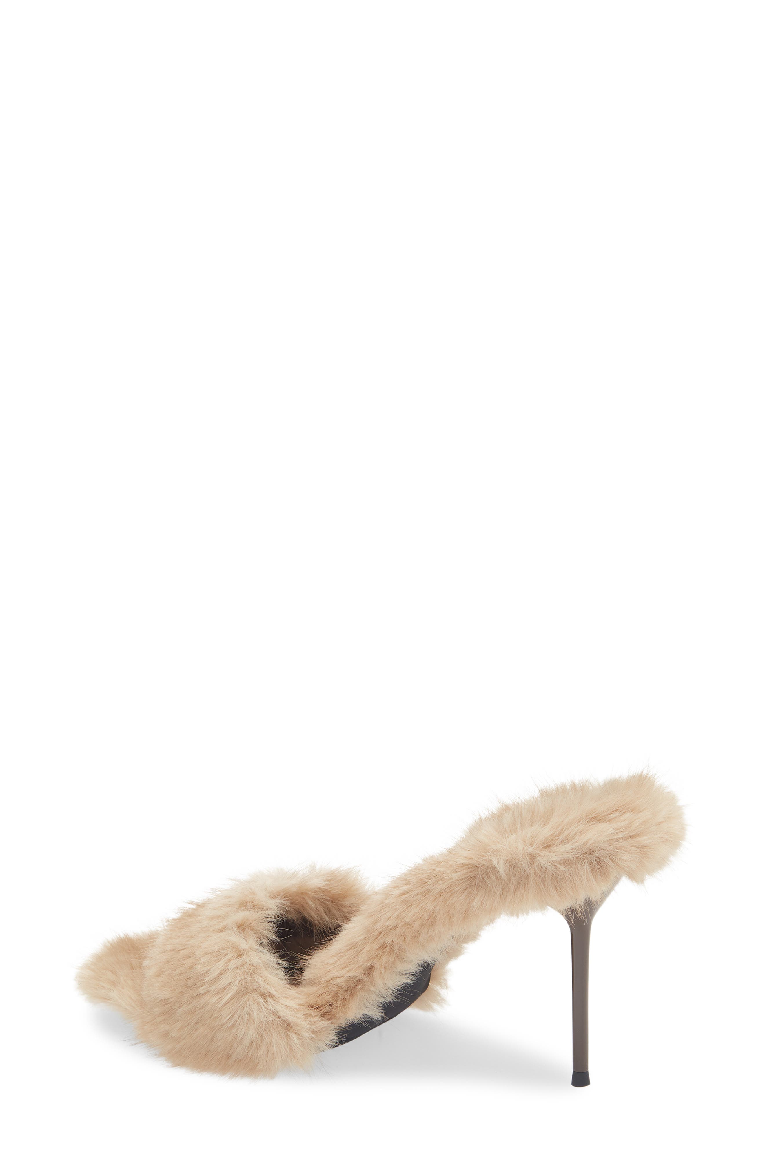 Jeffrey Campbell Big Mama Faux Fur Sandal, Alternate, color, Oyster Grey