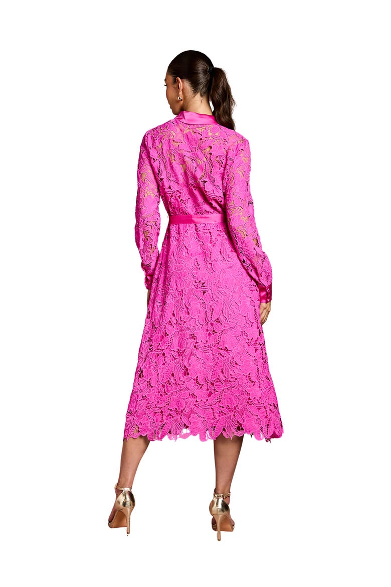 Lace Shirt Long Sleeve Dress, Alternate, color, Magenta