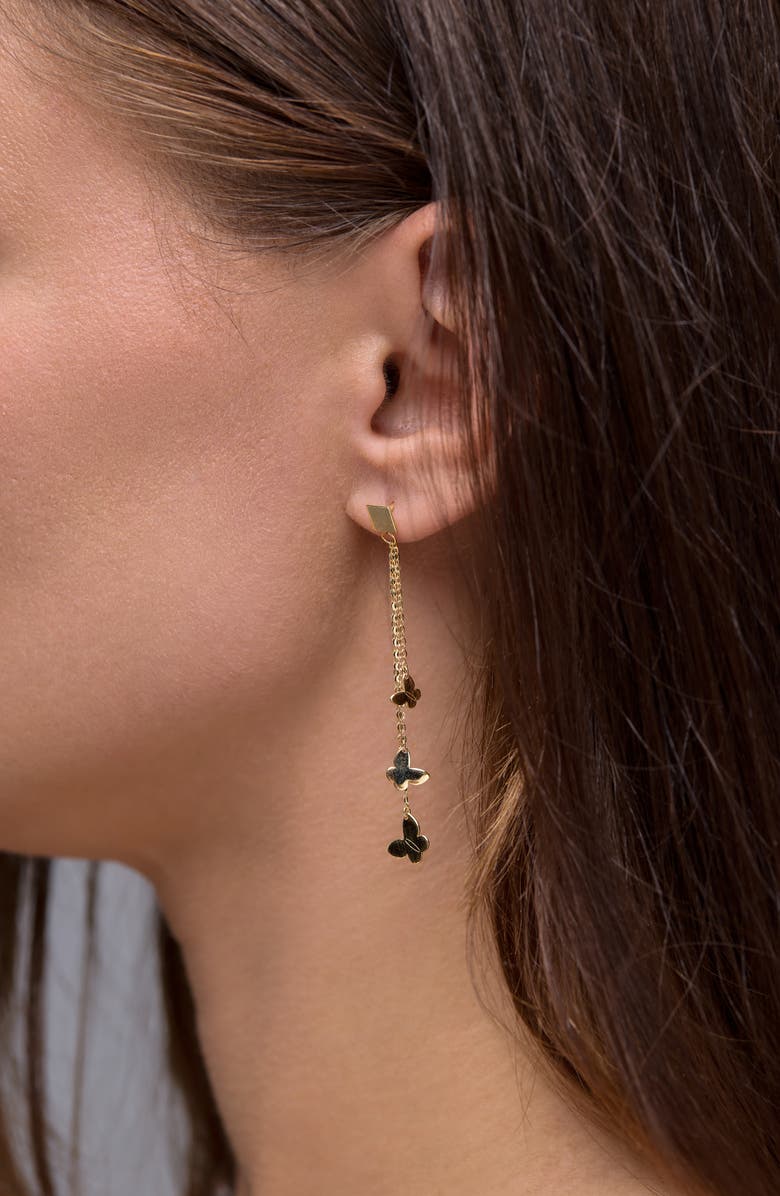 Bony Levy 14K Gold Butterfly Chain Drop Earrings, Alternate, color, 14K Yellow Gold