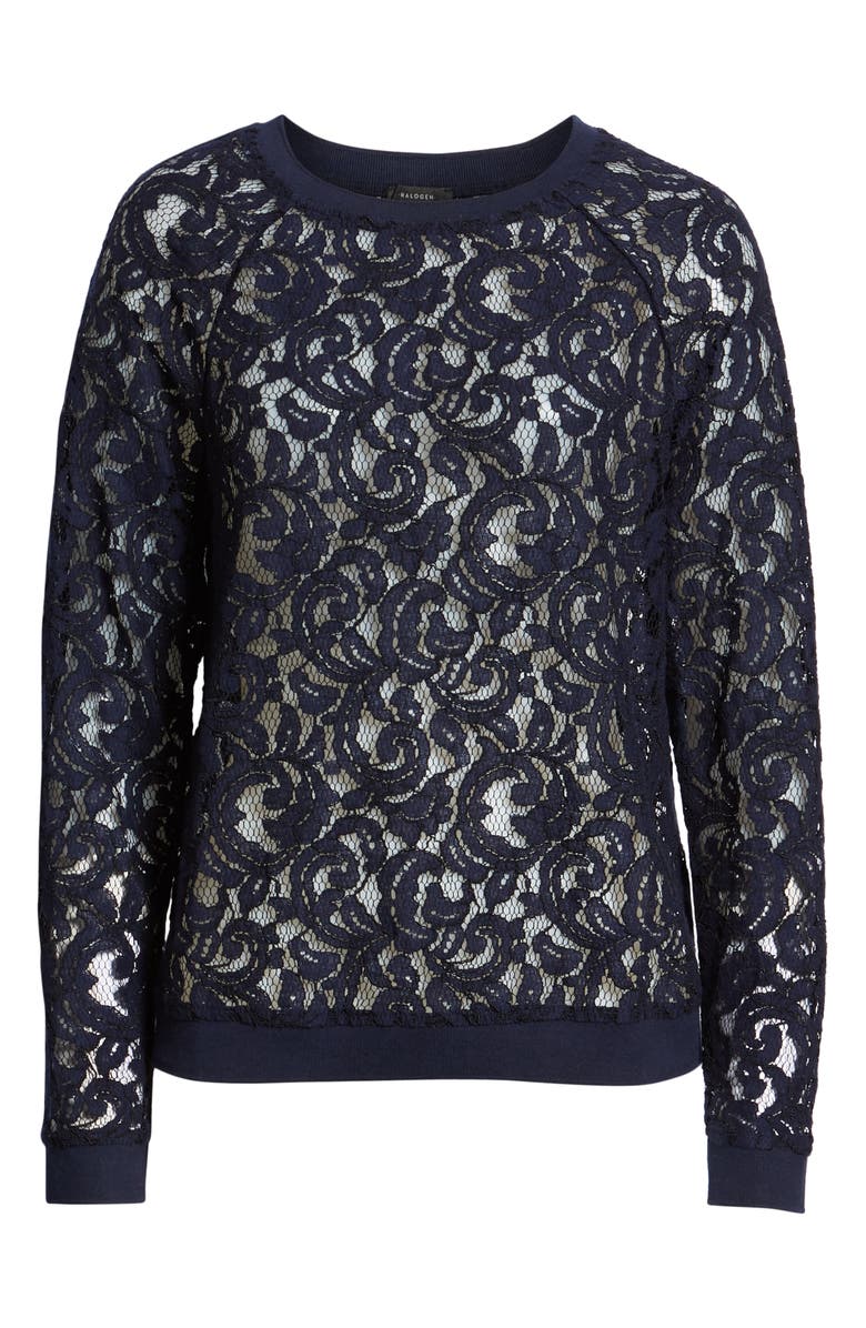 Halogen<sup>®</sup> Rib Trim Lace Top, Alternate, color, 