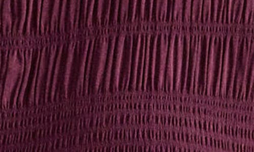 & Other Stories Smocked Balloon Sleeve Button-up Top In Burgundy
