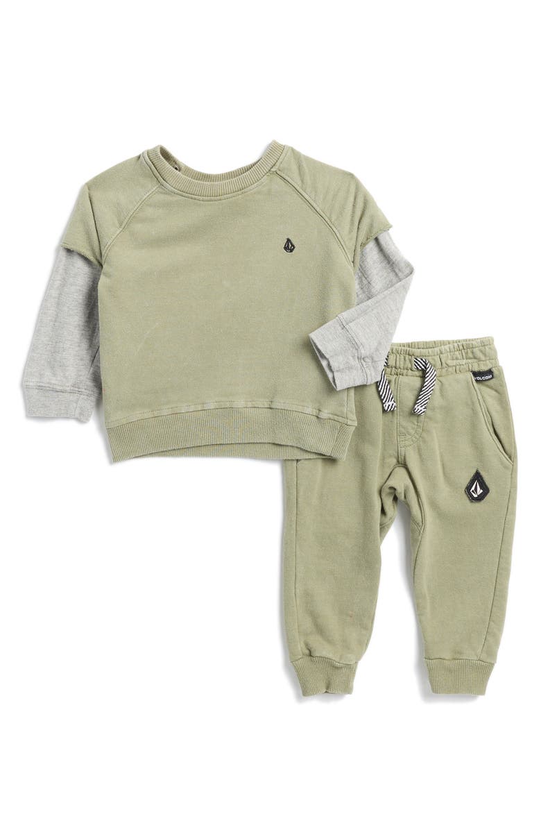 Volcom Long Sleeve T-Shirt & French Terry Joggers Set, Main, color, 