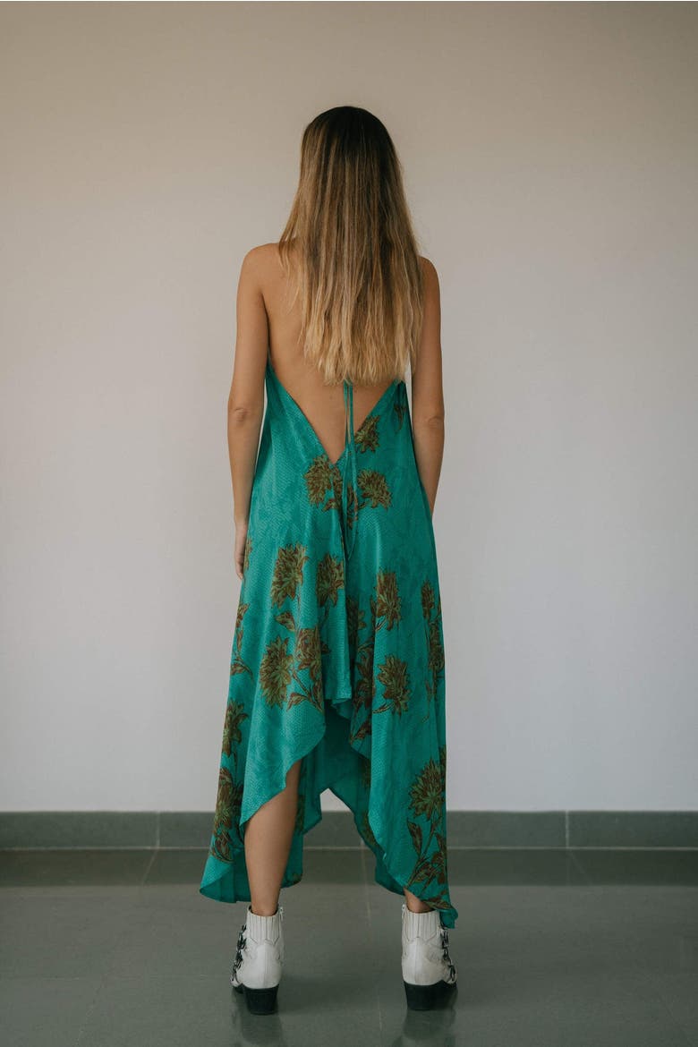 Classic Silk Dress Moment, Alternate, color, Turquoise Floral