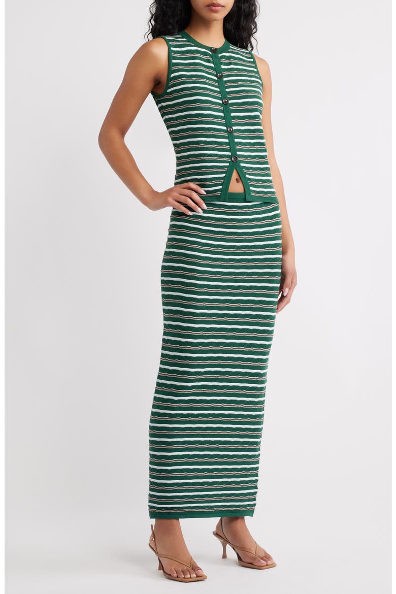 Lizzie Stripe Knit Vest & Skirt Two-Piece Set, Main, color, JUNGLE COMBO