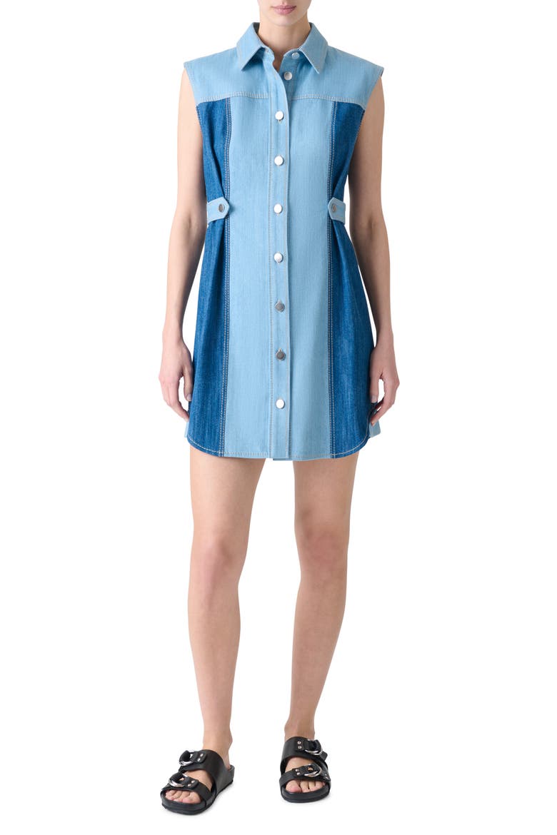 Mixed Wash Denim Minidress, Main, color, SKY DENIM-MEDIUM DENIM