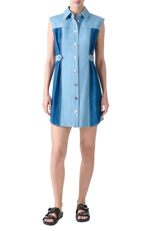 Mixed Wash Denim Minidress