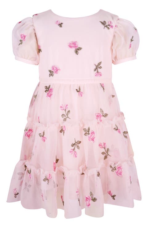 Embroidered Puff Sleeve Party Dress (Baby)