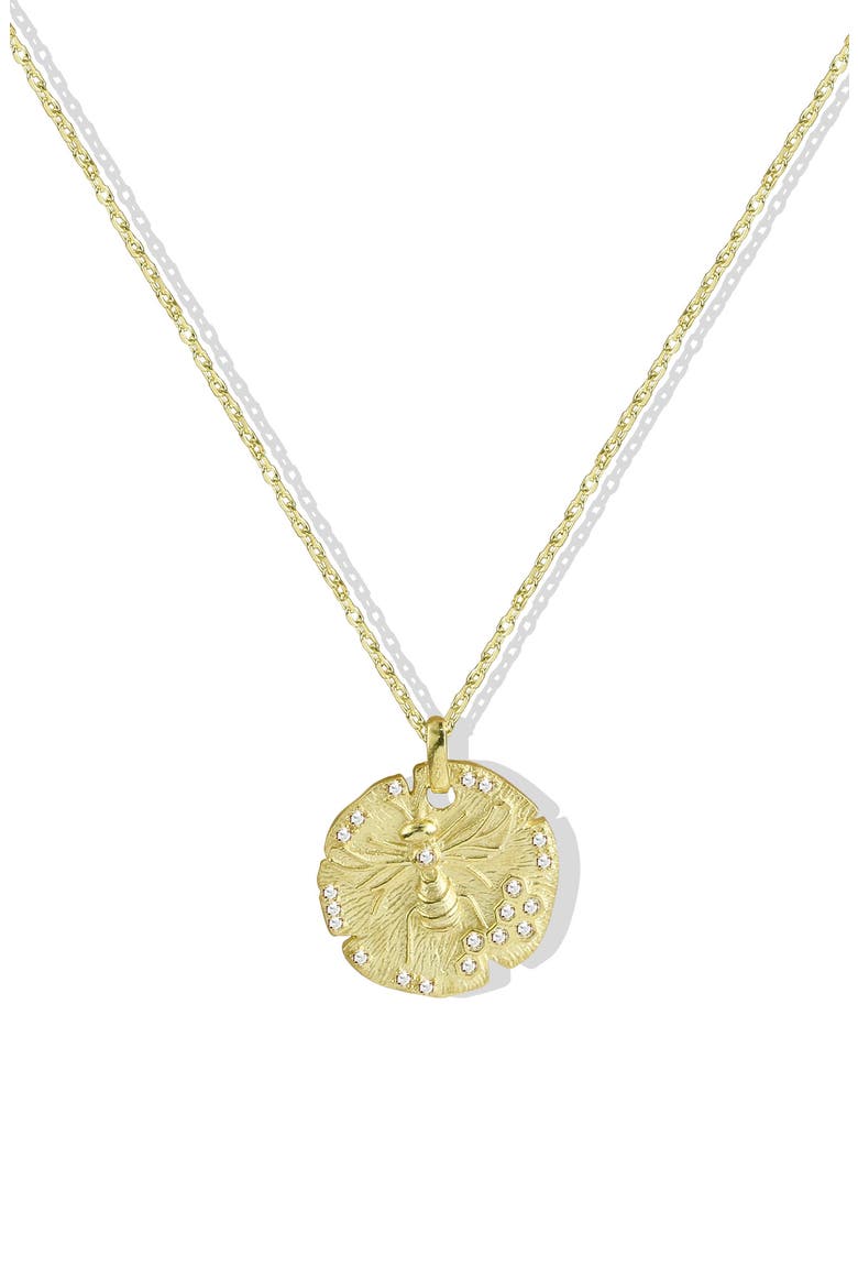 Bee Medallion Necklace, Main, color, GOLD