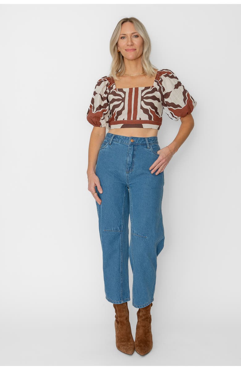 West Of Marie Top, Main, color, Capucine Border Print