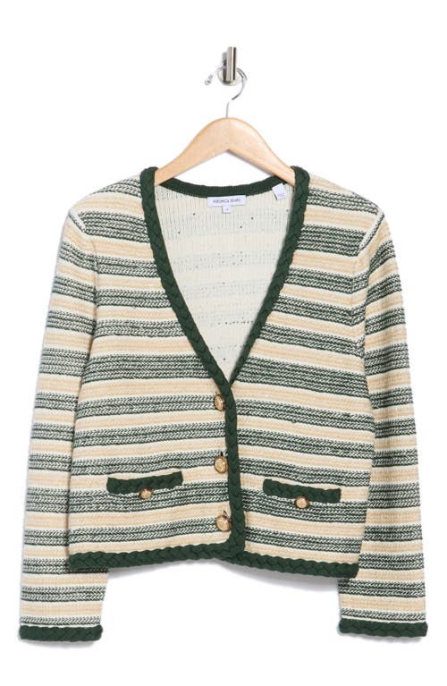 Veronica Beard Claudine Stripe Linen Blend Knit Jacket In Multi