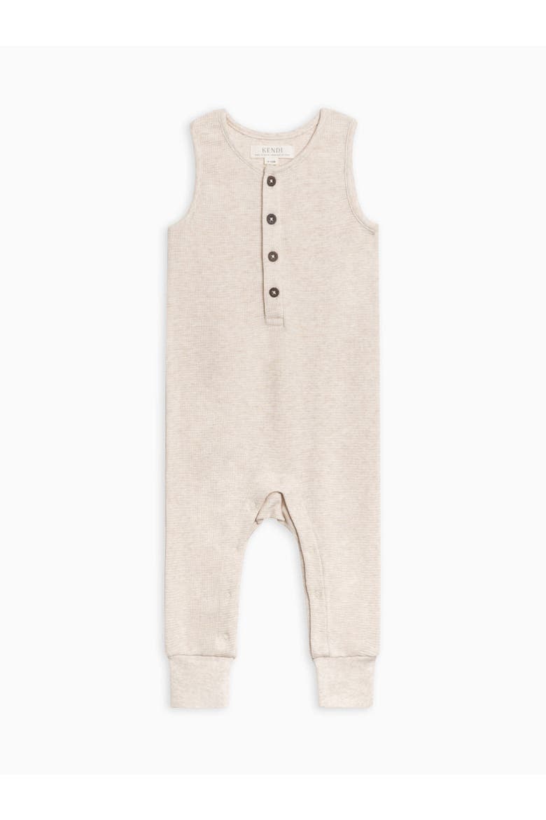 Organic Wade Waffle Tank Romper, Alternate, color, Heather Oat