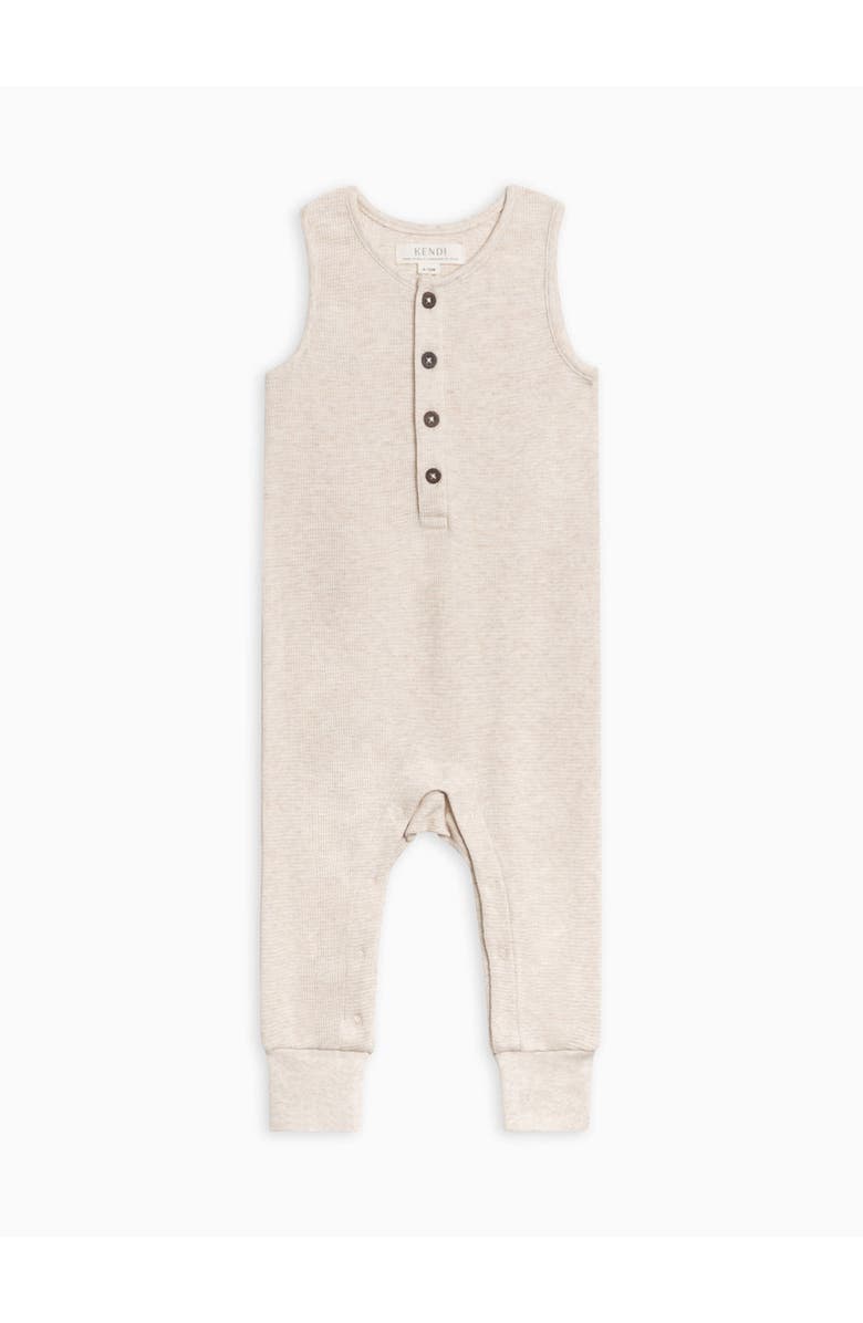 Colored Organics Organic Wade Waffle Tank Romper, Alternate, color, Heather Oat