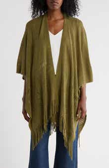 Nine West Raschel Fairisle Border Open Knit Topper