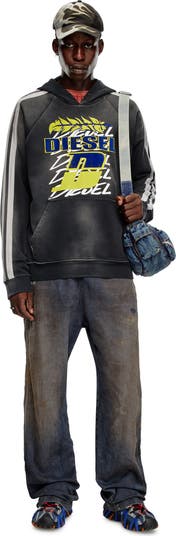 ★送関込み★ Diesel S-Roxt Hoodie Stripe S-ROXT-HOOD Hoodie in solarised jersey｜ブラック｜メンズ｜DIESEL