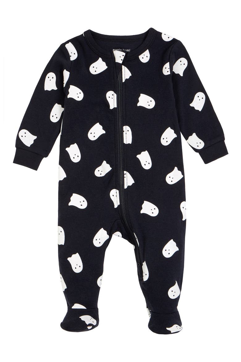 Glow in the Dark Cotton Footie, Main, color, BLACK