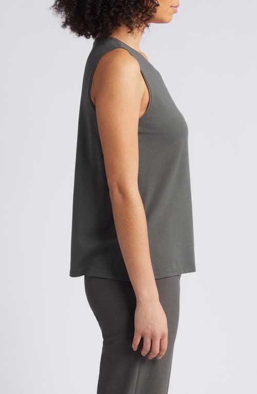 Eileen Fisher Crewneck Jersey Tank In Grove
