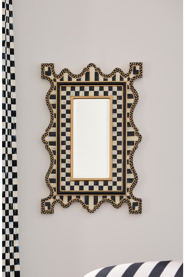 Courtly Check Small Wall Mirror, Alternate, color, BLACK