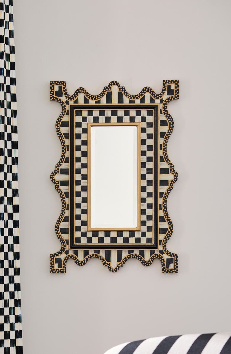 MACKENZIE CHILDS Courtly Check Small Wall Mirror, Alternate, color, Black