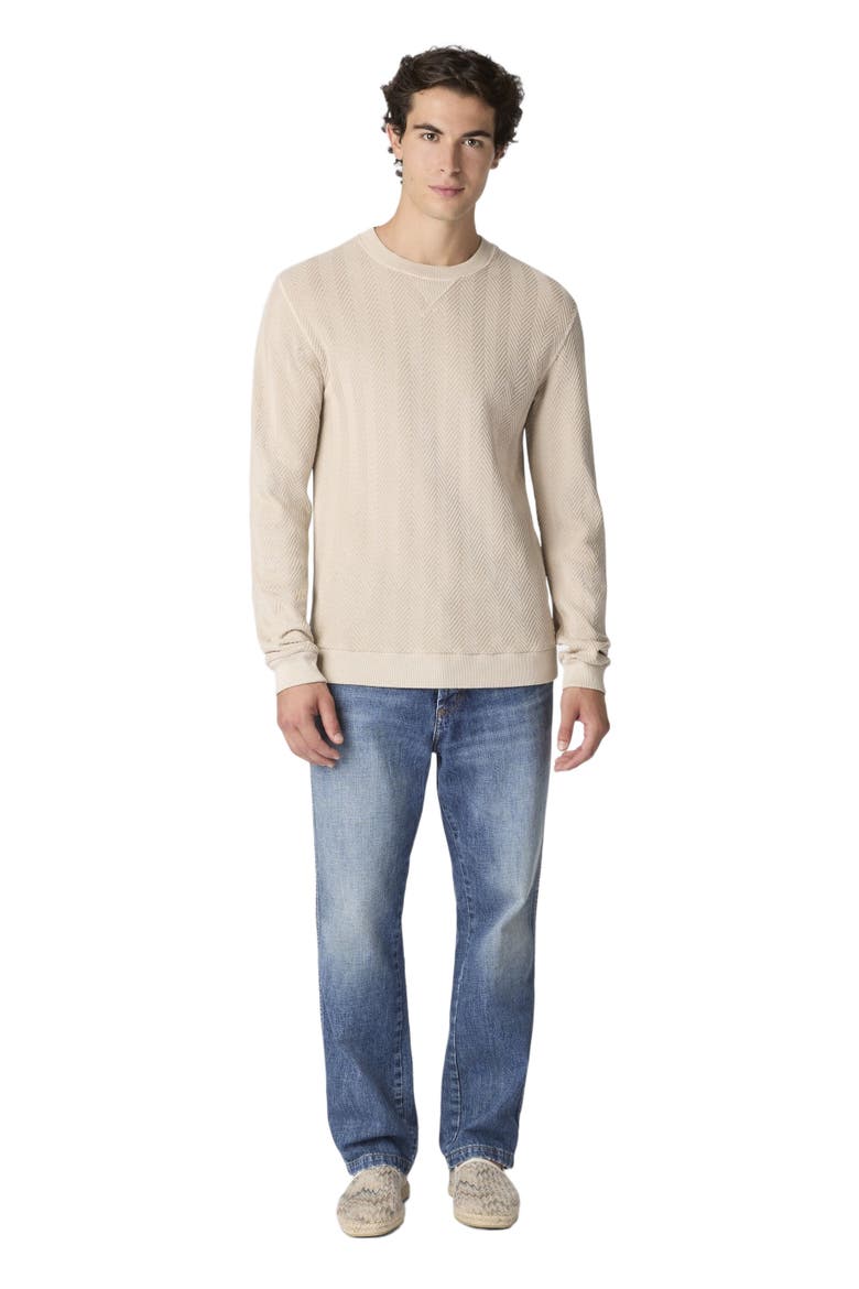 Crew-neck Cotton And Viscose Sweatshirt With Tone-on-tone Zigzag Pattern, Main, color, Beige