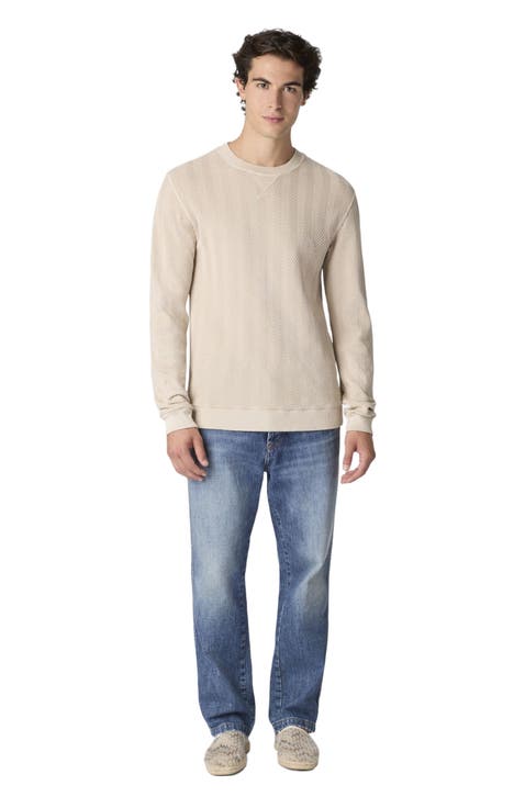 Crew-neck Cotton And Viscose Sweatshirt With Tone-on-tone Zigzag Pattern