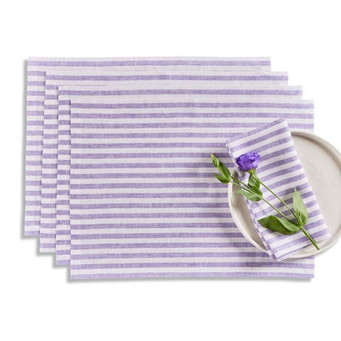 Linen Placemats Set of 4, 14 x 19" - Amalfi Stripe
