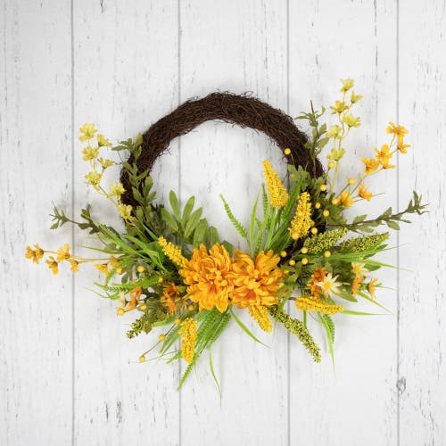 Northlight Peonies And Berries Floral Artificial Fall Harvest Twig Half Wreath In Multi