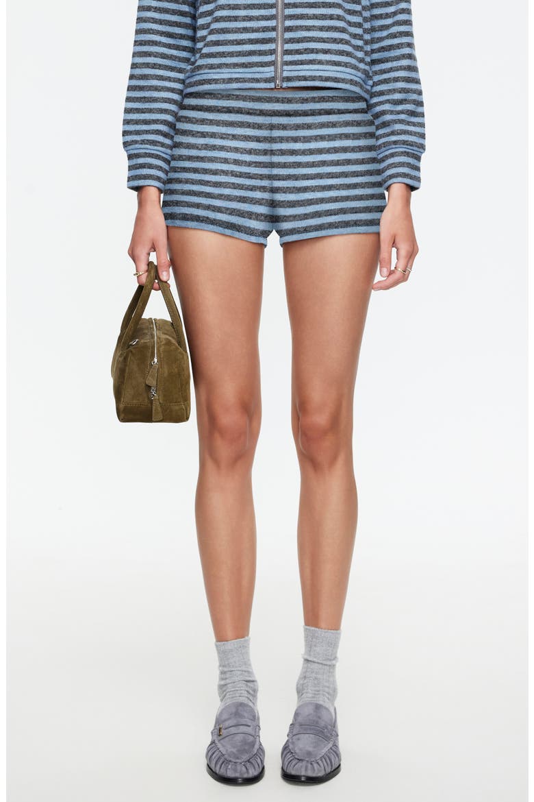 Bloom Stripe Knit Shorts, Main, color, GREY BLUE STRIPE