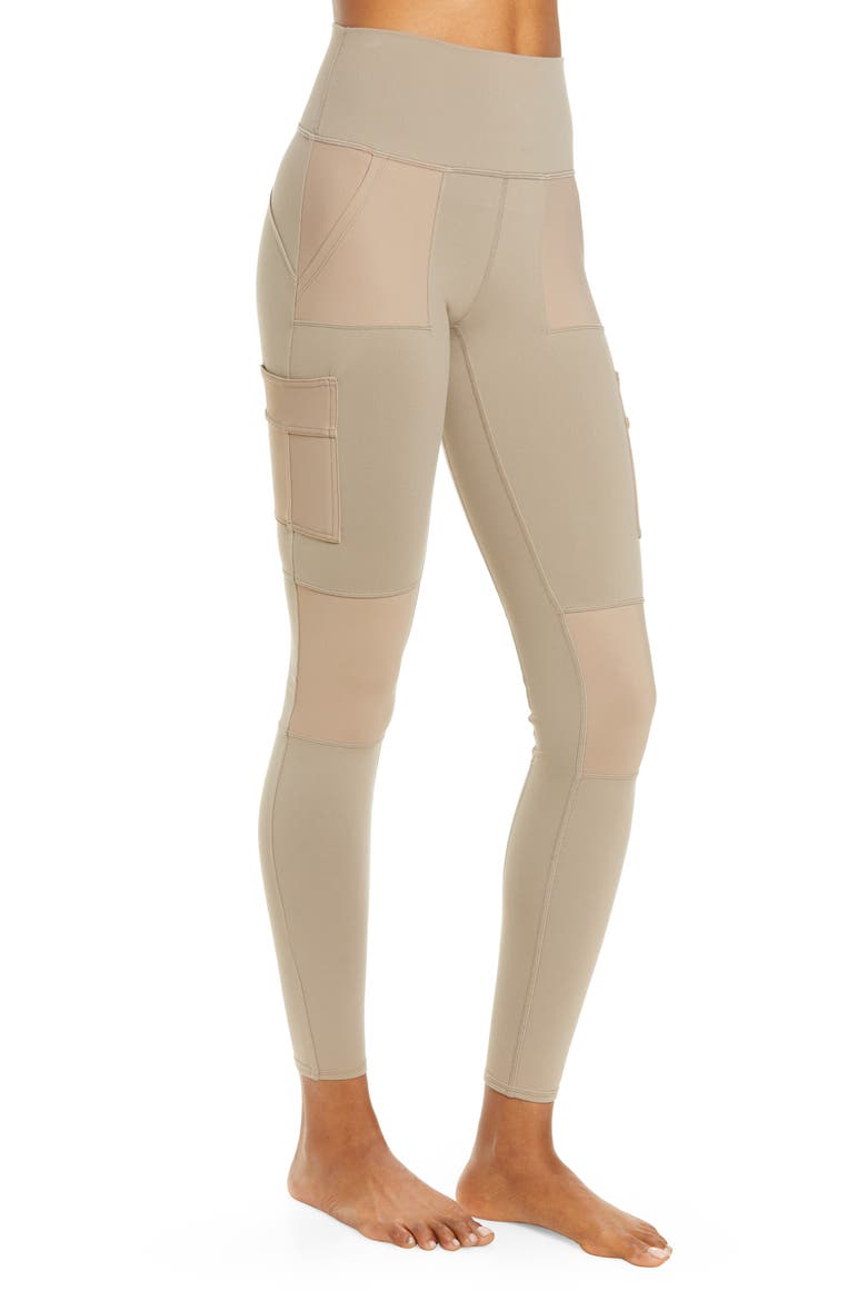 High Waist Cargo Leggings, Alternate, color, GRAVEL