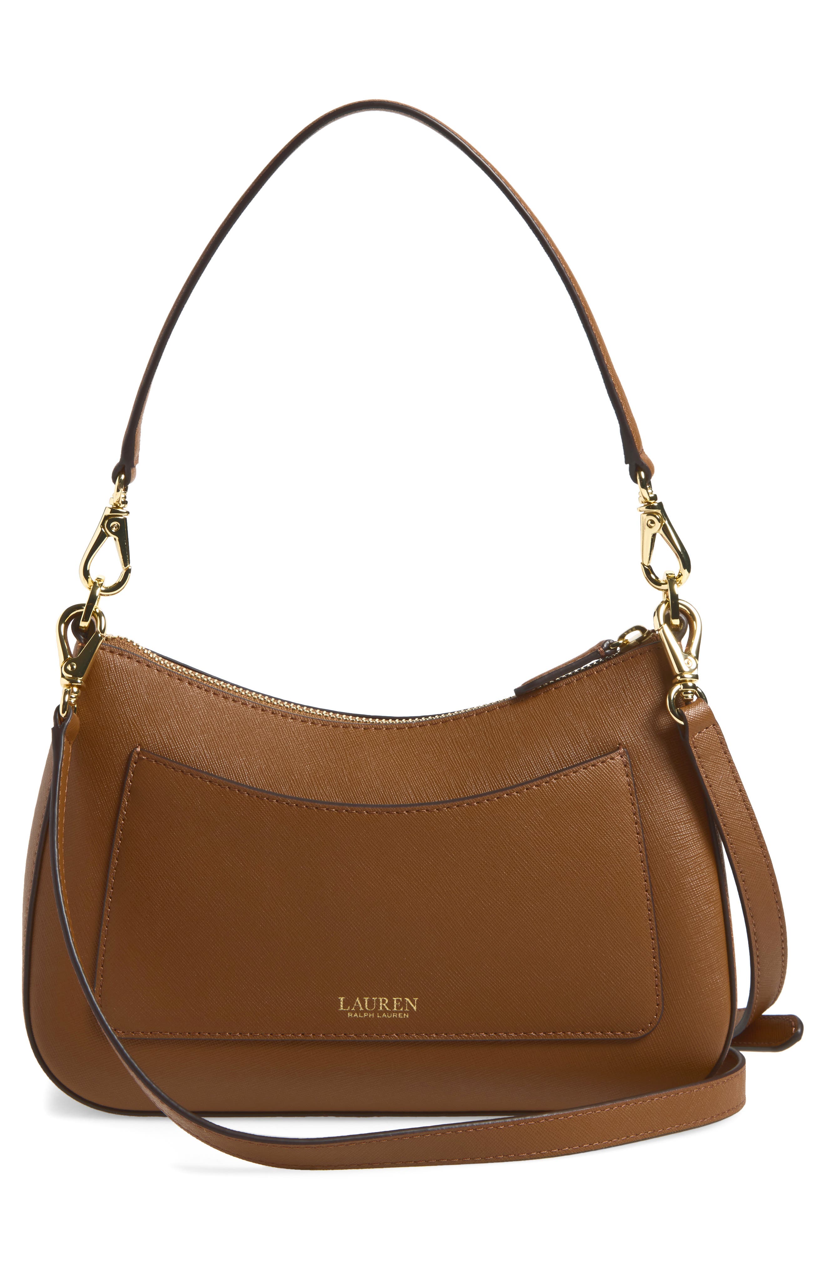Leather Shoulder Bag, Alternate, color, LAUREN TAN