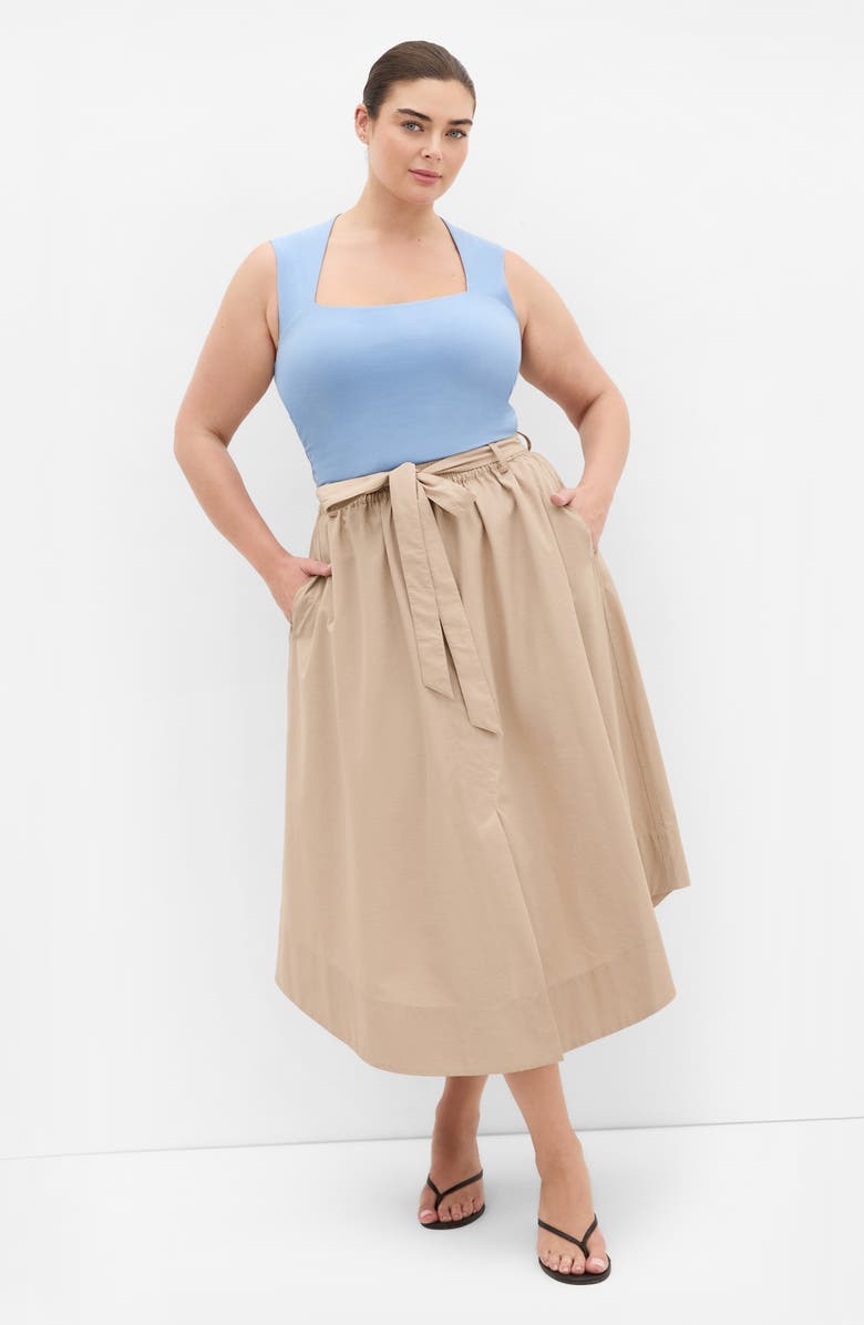 City Chic Ally Midi A-Line Skirt, Alternate, color, Taupe