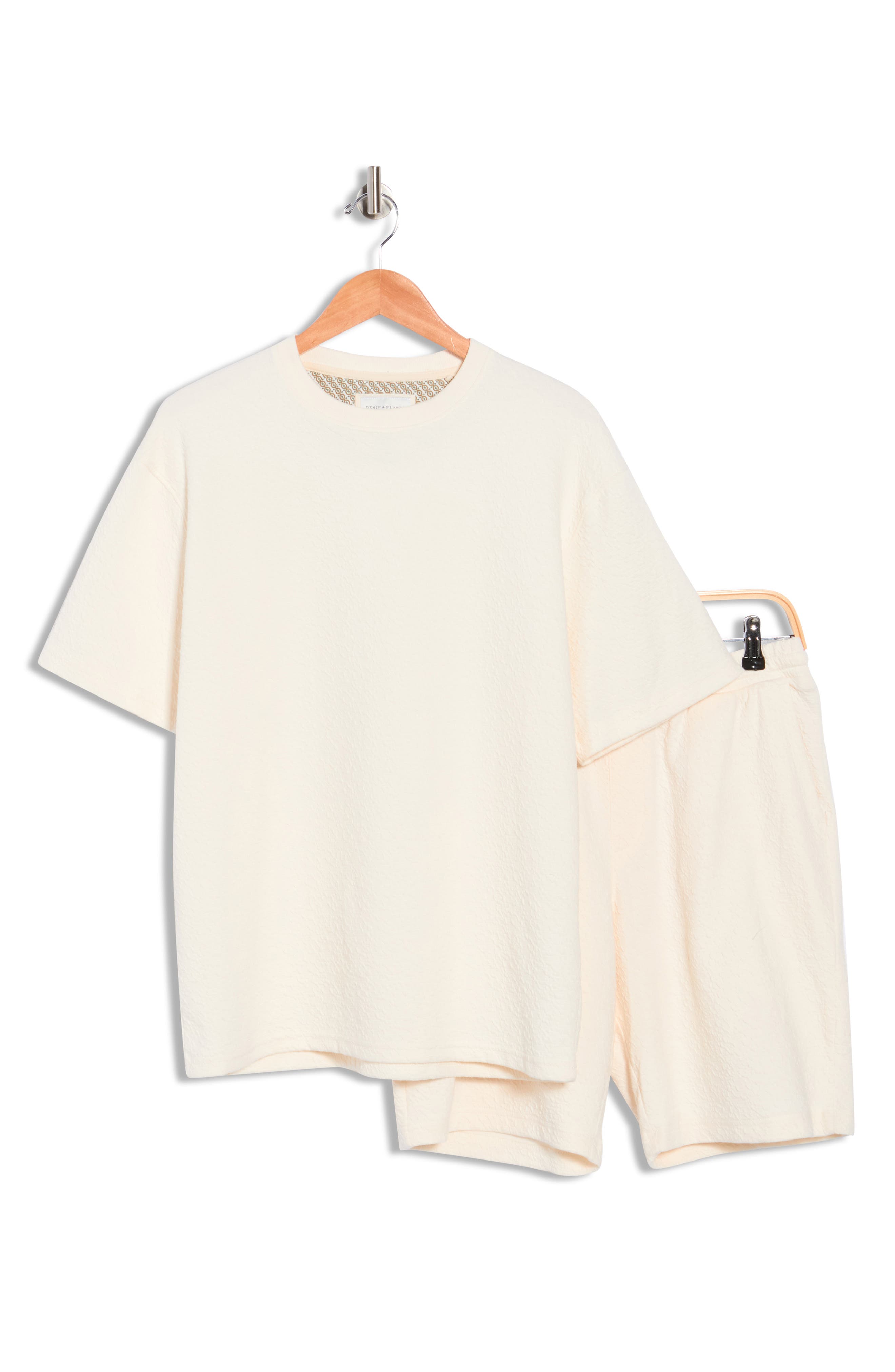 DENIM AND FLOWER Textured Knit T-Shirt & Shorts Set