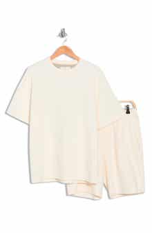DENIM AND FLOWER Textured Knit T-Shirt & Shorts Set