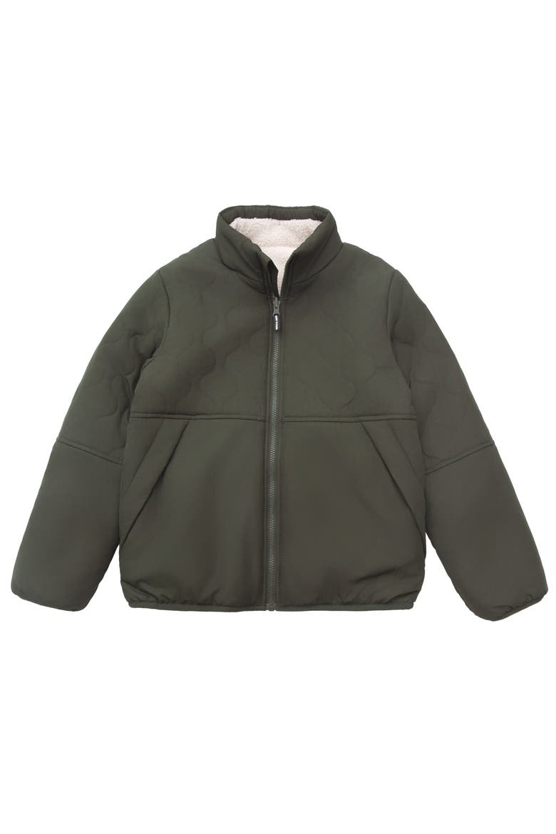 Kids' Reversible Warm Fleece Puffer Jacket, Alternate, color, Olive