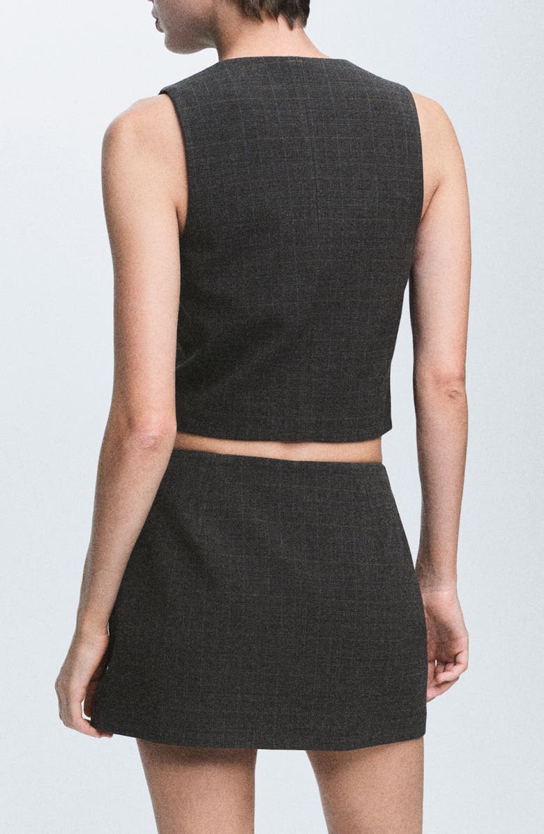 MANGO Check Print Vest, Alternate, color, Brown