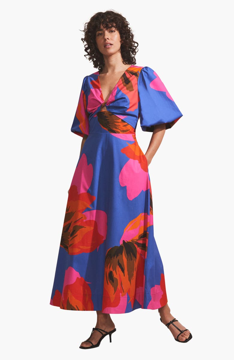 Ro&Zo Mina Floral Poplin Dress, Main, color, Multi