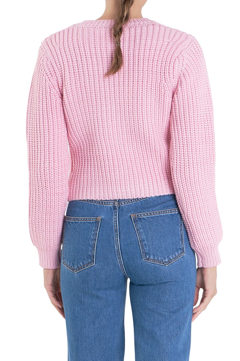 Crewneck Crop Sweater, Alternate, color, PINK