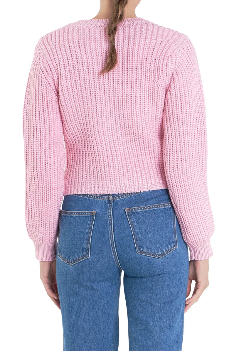 English Factory Crewneck Crop Sweater, Alternate, color, Pink
