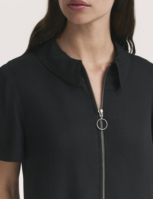 Finery London Orion Zip Front Midi Shirt Dress In Black