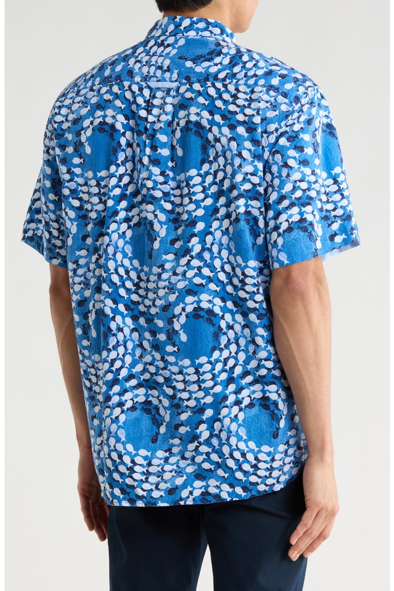 Nova Wave Get Reel Short Sleeve Button-Up Shirt, Alternate, color, VICTORIA BLUE