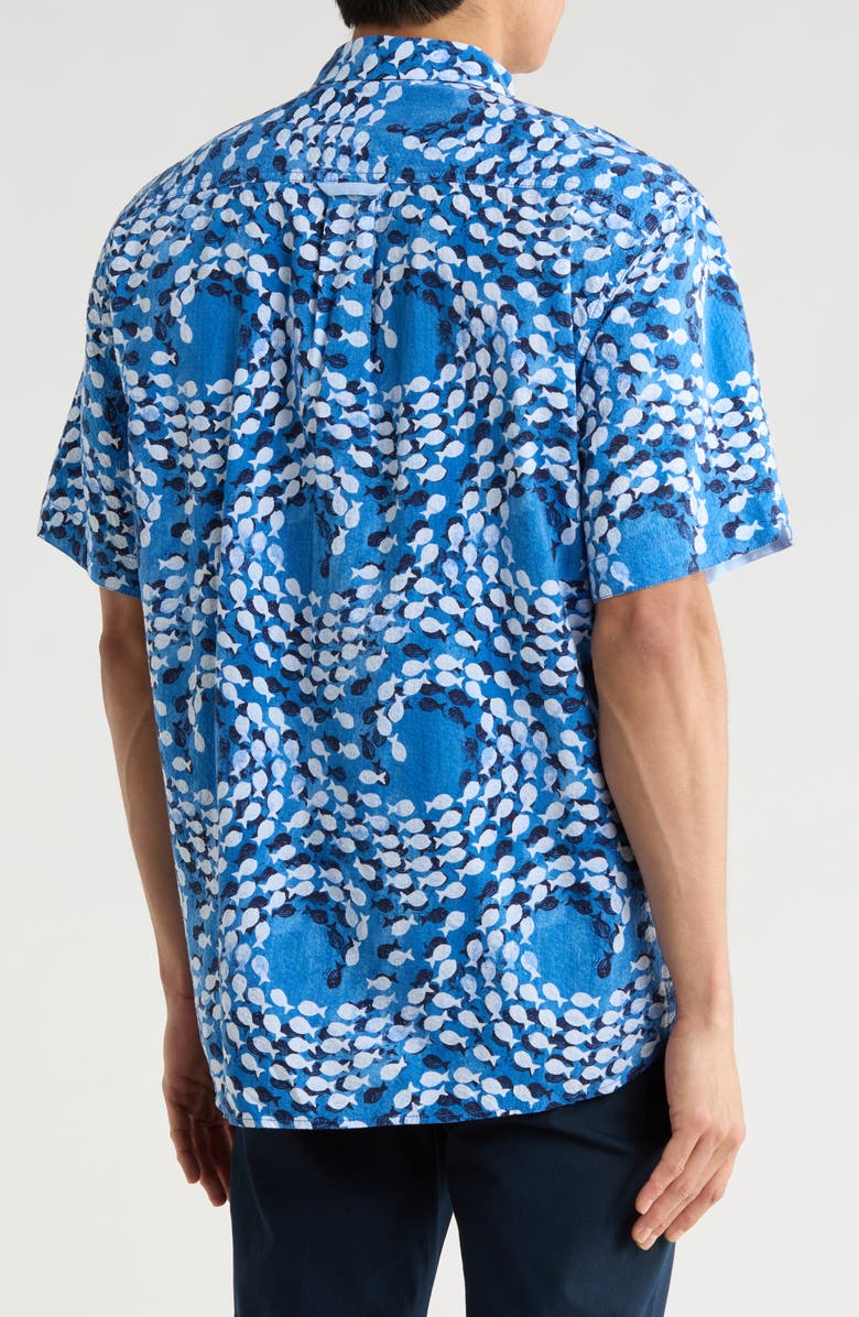 Tommy Bahama Nova Wave Get Reel Short Sleeve Button-Up Shirt, Alternate, color, Victoria Blue
