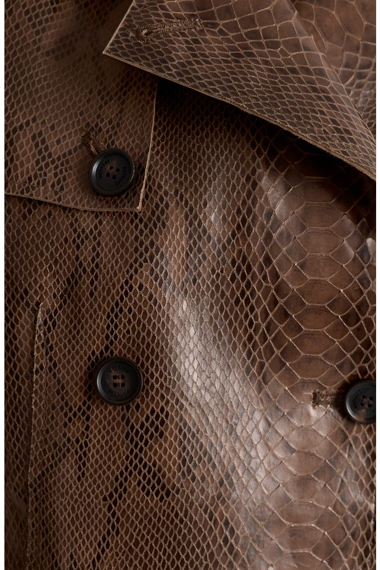 Dolores Double Breasted Leather Coat, Alternate, color, UMBER