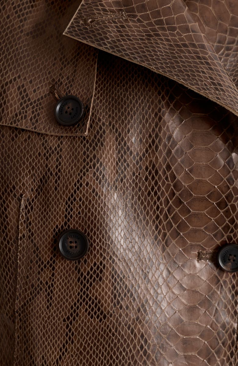 Mackage Dolores Double Breasted Leather Coat, Alternate, color, Umber