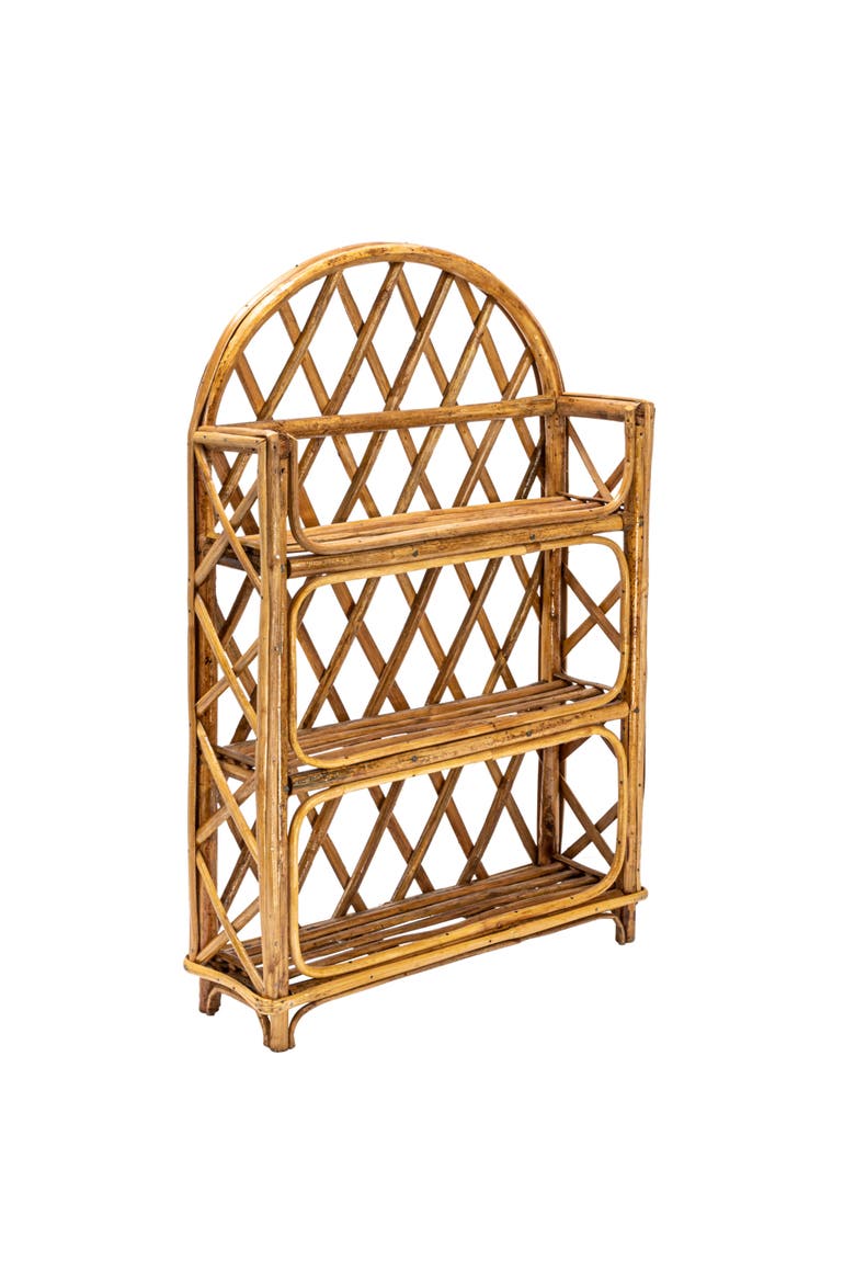 Rattan Wall Shelf with 3-Tier Shelves, Natural, Main, color, Natural