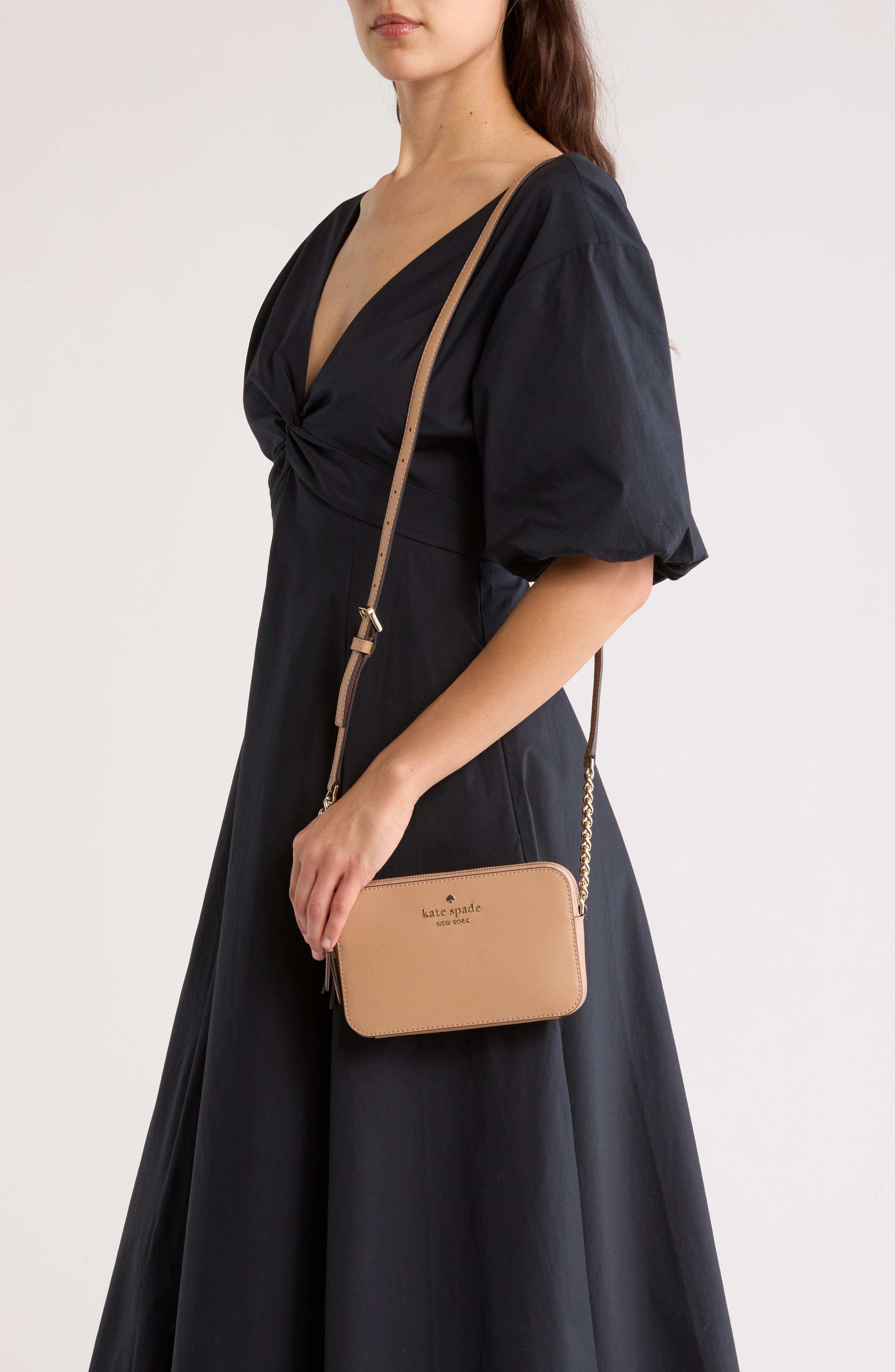 Kate Spade New York cameron double zip crossbody bag, Alternate, color, Light Fawn