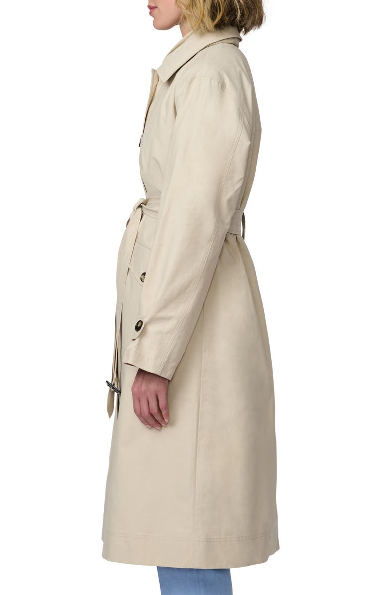 Bernardo Convertible Classic Trench Coat with Quilted Vest, Alternate, color, Bone