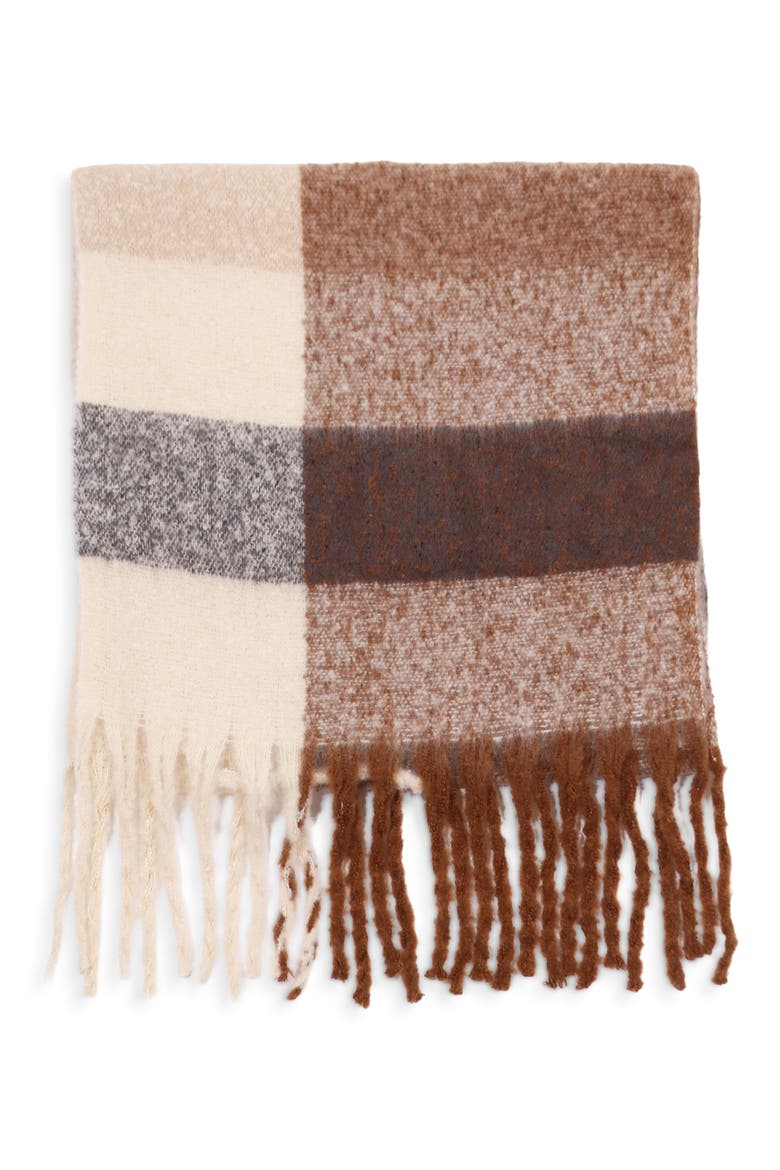 Lodge Knit Blanket Scarf, Main, color, BEIGE