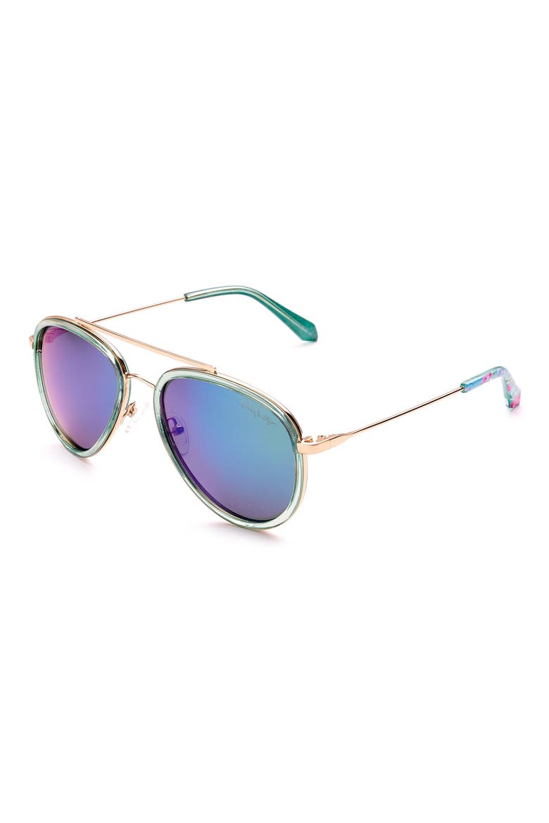 Lilly Pulitzer 55mm Aviator Sunglasses, Alternate, color, CRYSTAL TURQUOISE